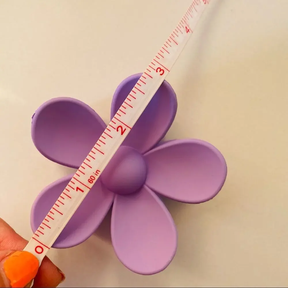 NEW FREE PEOPLE Hot Purple Neon Daisy Flower Claw Clip Hair Retro Oversized Updo